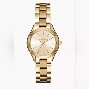 *NEW* Michael Kors Mini Slim Runway Three-Hamd Gold Watch